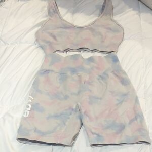 Women's Tie-Dye Sports Bra and Shorts Set